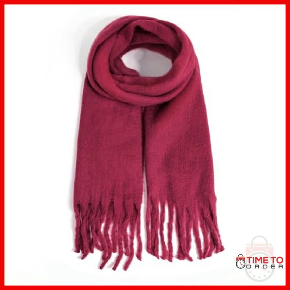 Oversized Winter Scarf Chunky Blanket Wrap Thick Warm Polyester - Picture 2 of 7